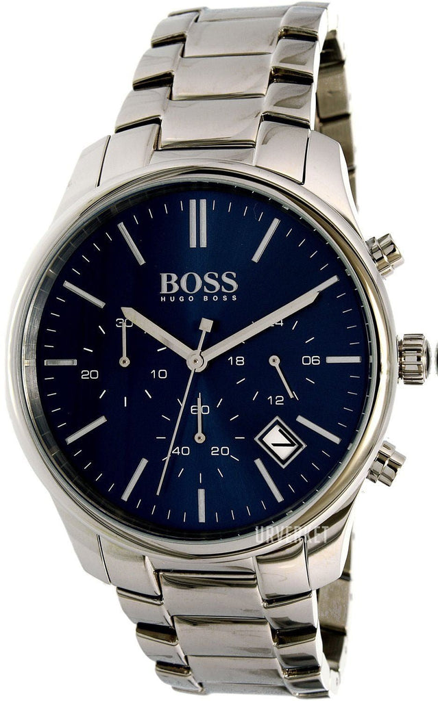 Hugo Boss Commander Blue Dial Silver Steel Strap Watch for Men - 1513434 Buy Now By Hugo Boss