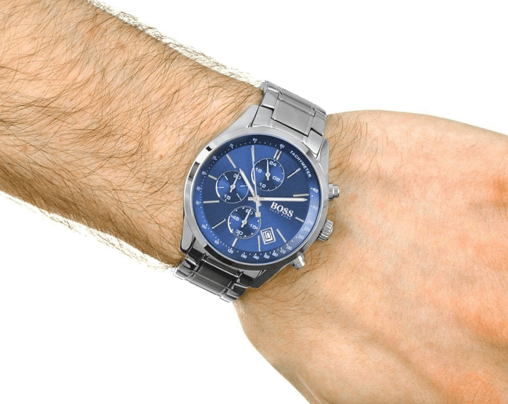 Hugo Boss Grand Prix Blue Dial Silver Steel Strap Watch for Men - 1513478 Buy Now By Hugo Boss