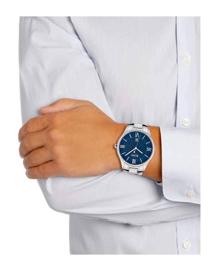 Hugo Boss Governer Blue Dial Silver Steel Strap Watch for Men - 1513487 Buy Now By Hugo Boss
