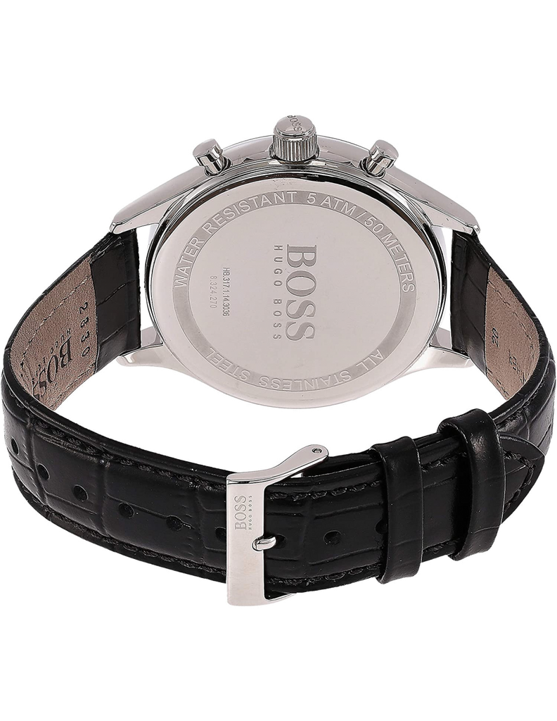 Hugo Boss Companion Black Dial Black Leather Strap Watch for Men - 1513543 Buy Now By Hugo Boss
