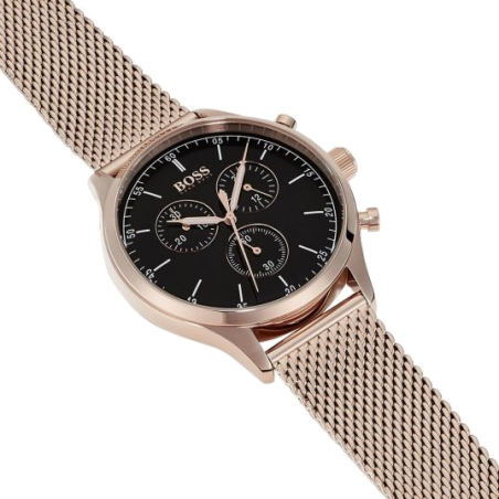 Hugo Boss Companion Chronograph Black Dial Rose Gold Steel Strap Watch For Men - 1513548 Buy Now By Hugo Boss