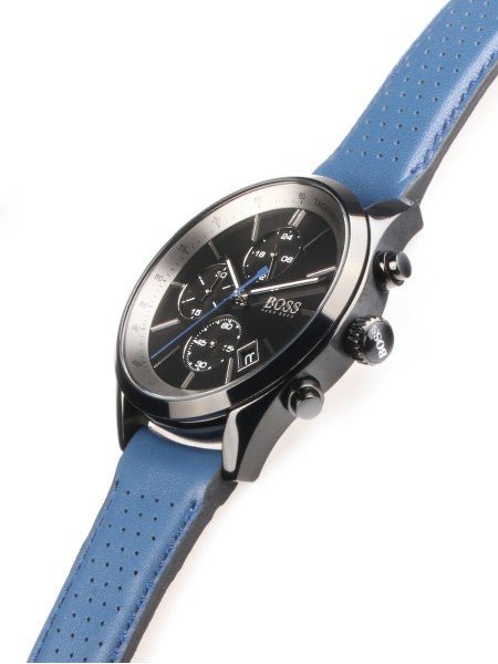 Hugo Boss Grand Prix Chronograph Black Dial Blue Leather Strap Watch for Men - 1513563 Buy Now By Hugo Boss
