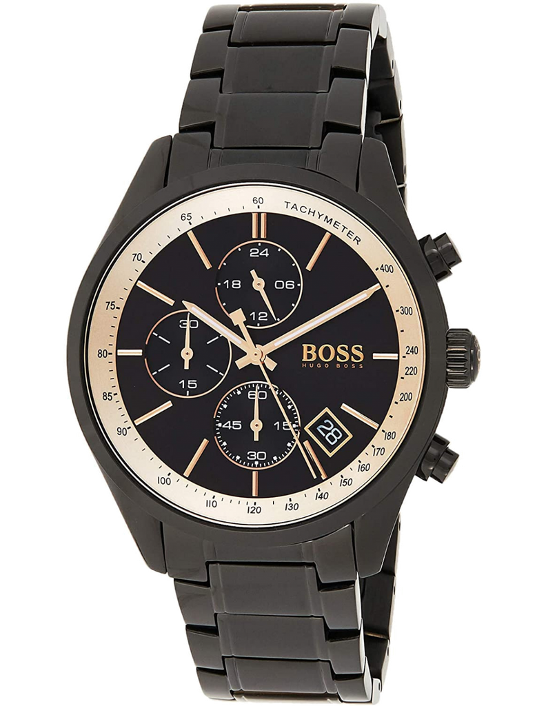 Hugo Boss Grand Prix Black Dial Black Steel Strap Watch for Men - 1513578 Buy Now By Hugo Boss