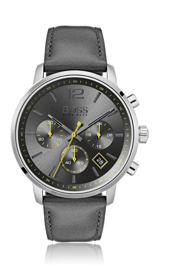 Hugo Boss Attitude Grey Dial Grey Leather Strap Watch for Men - 1513658 Buy Now By Hugo Boss