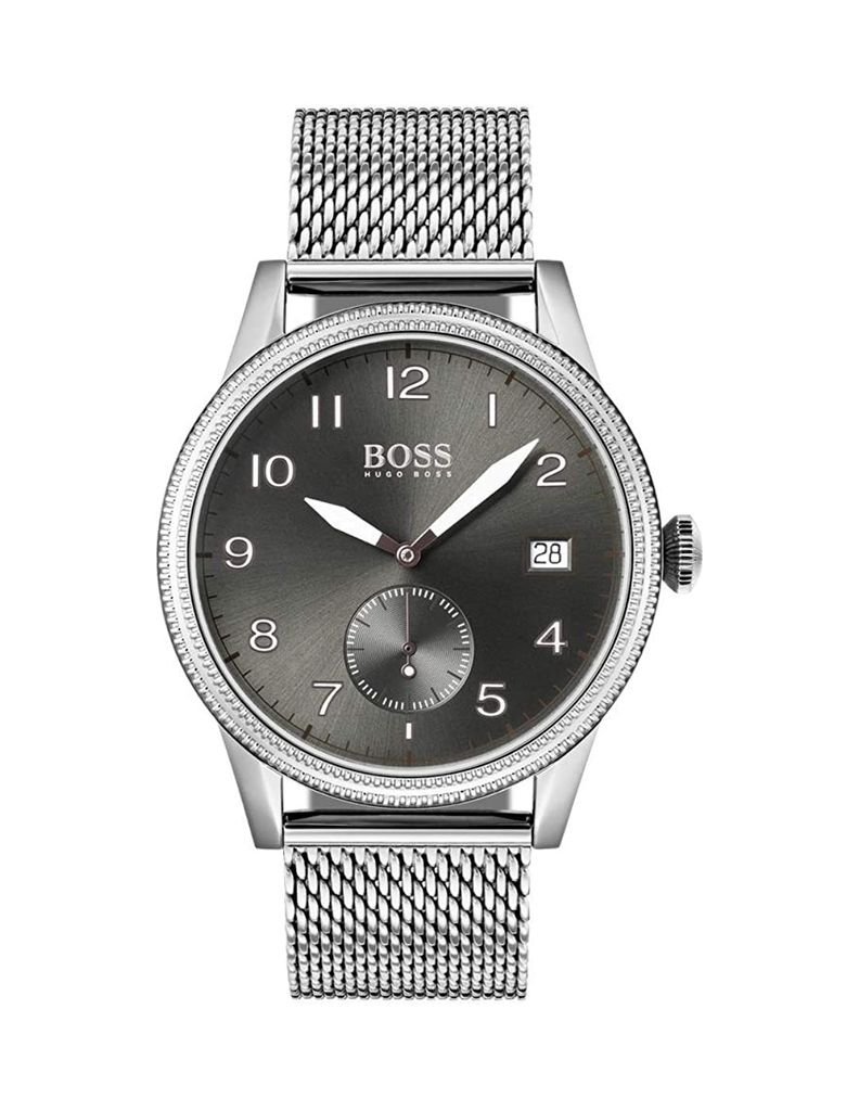 Hugo Boss Legacy Grey Dial Silver Mesh Bracelet Watch for Men - 1513673 Buy Now By Hugo Boss