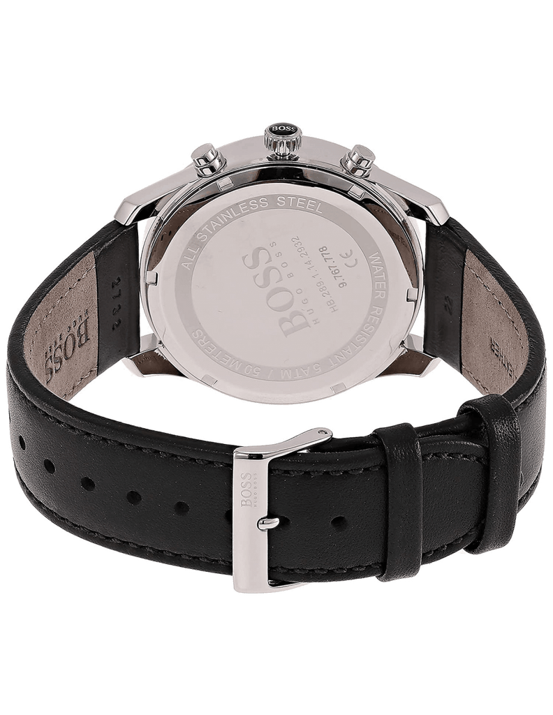 Hugo Boss Navigator Black Dial Black Leather Strap Watch for Men - 1513678 Buy Now By Hugo Boss