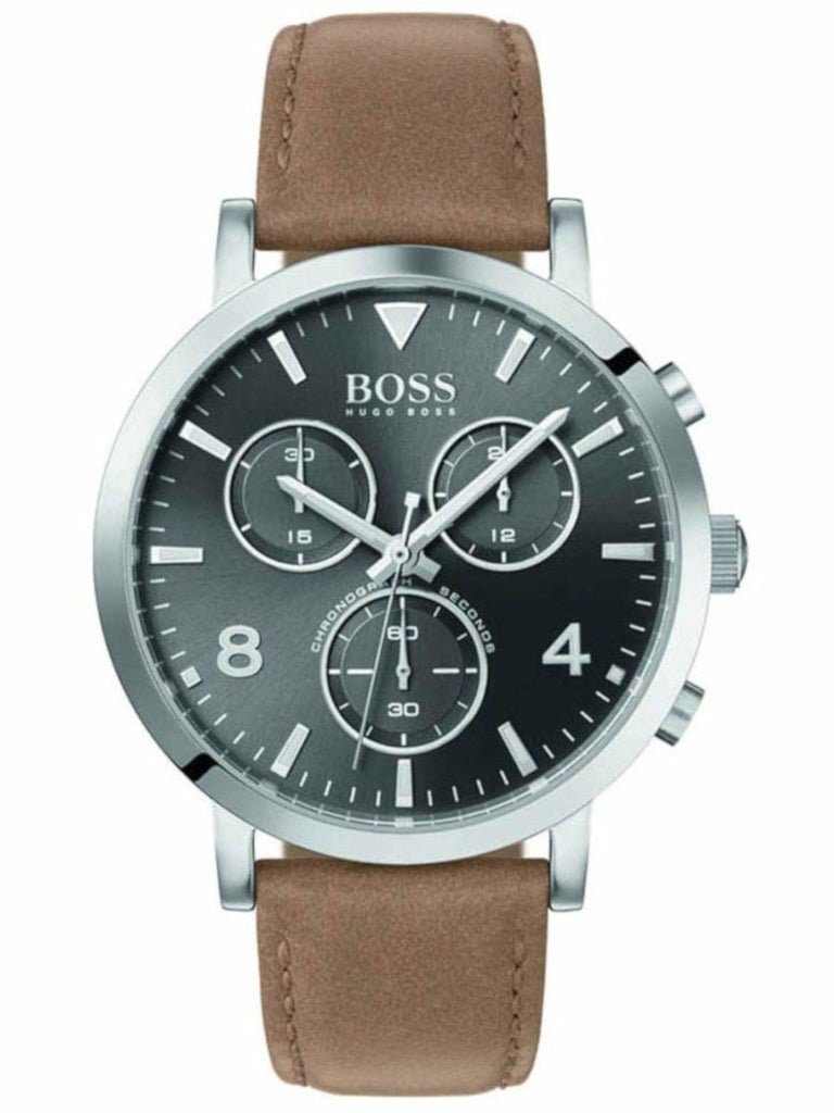 Hugo Boss Spirit Grey Dial Brown Leather Strap Watch for Men - 1513691 Buy Now By Hugo Boss