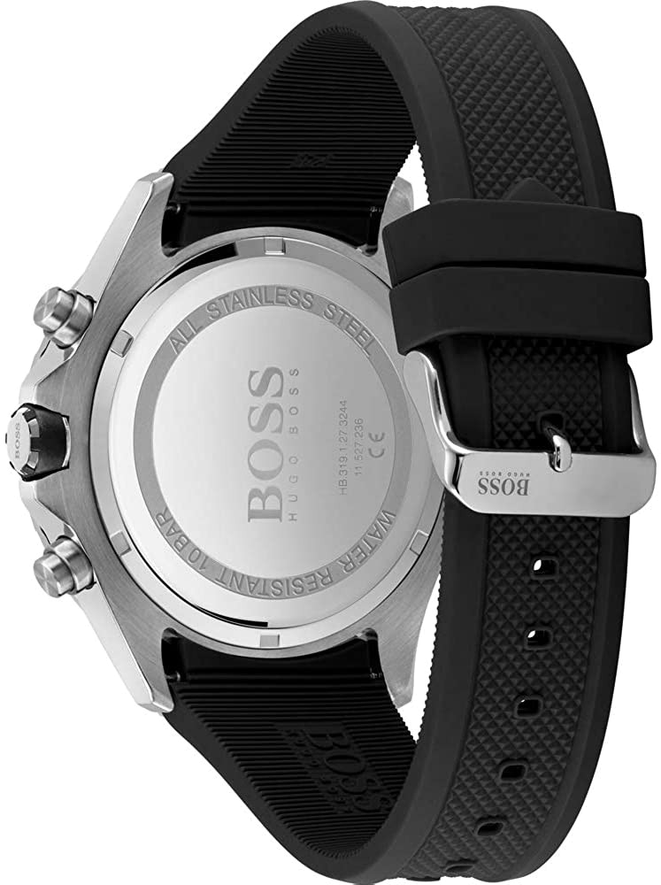 Hugo Boss Globetrotter Black Dial Black Silicone Strap Watch for Men - 1513820 Buy Now By Hugo Boss