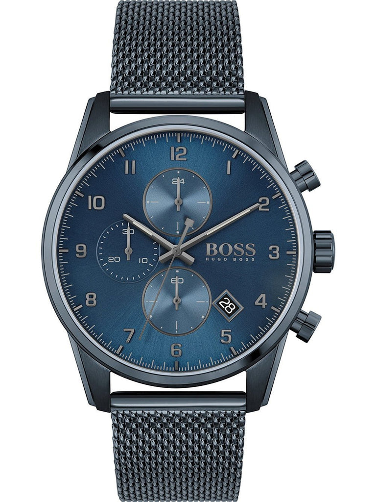 Hugo Boss Skymaster Chronograph Blue Dial Blue Mesh Bracelet Watch for Men - 1513836 Buy Now By Hugo Boss