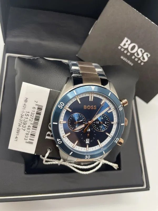 Hugo Boss Santiago Blue Dial Two Tone Steel Strap Watch for Men - 1513937 Buy Now By Hugo Boss