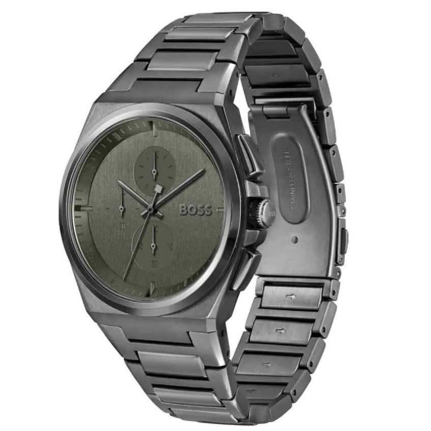 Hugo Boss Steer Chronograph Grey Dial Grey Steel Strap Watch For Men - 1514045 Buy Now By Hugo Boss