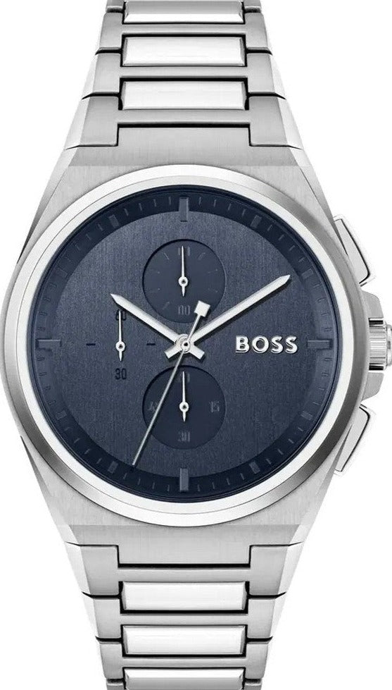 Hugo Boss Steer Chronograph Blue Dial Silver Steel Strap Watch For Men - 1514048 Buy Now By Hugo Boss