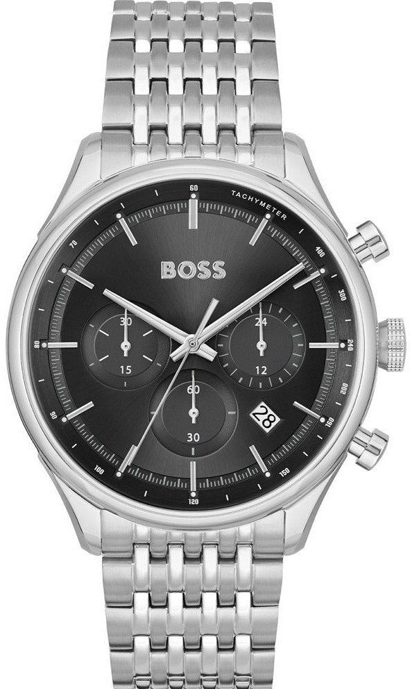 Hugo Boss Gregor Chronograph Black Dial Silver Steel Strap Watch For Men - 1514082 Buy Now By Hugo Boss