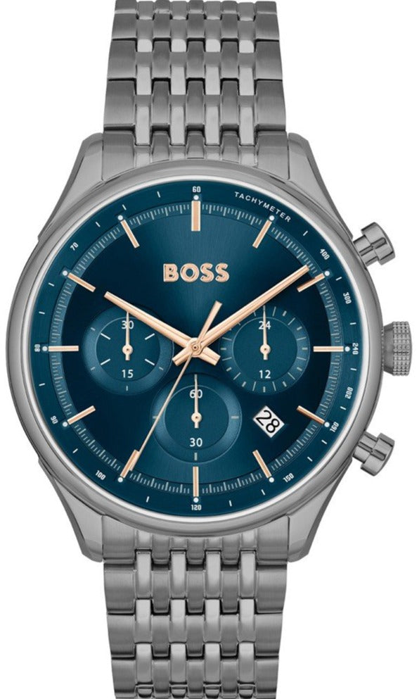 Hugo Boss Gregor Chronograph Blue Dial Grey Steel Strap Watch For Men - 1514083 Buy Now By Hugo Boss