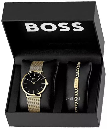 Hugo Boss Horizon Quartz Black Dial Gold Mesh Bracelet Watch For Men - HB1513735 Buy Now By Hugo Boss