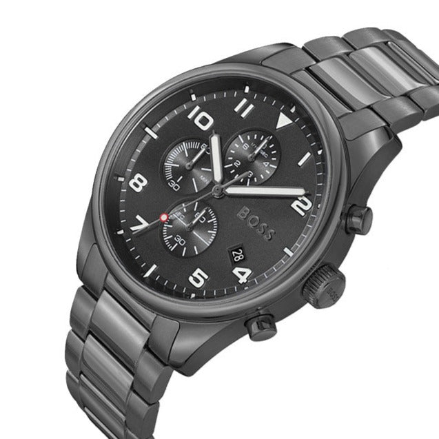 Hugo Boss View Chronograph Grey Dial Grey Steel Strap Watch For Men - 1513991 Buy Now By Hugo Boss