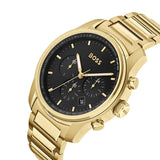 Hugo Boss Trace Chronograph Black Dial Gold Steel Strap Watch For Men - 1514006 Buy Now By Hugo Boss