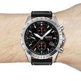 Hugo Boss Aero Chronograph Black Dial Black Leather Strap Watch for Men - 1513770 Buy Now By Hugo Boss