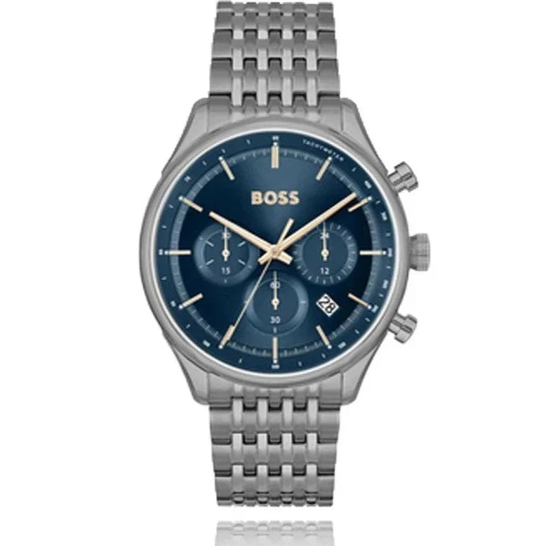 Hugo Boss Gregor Chronograph Blue Dial Grey Steel Strap Watch For Men - 1514083 Buy Now By Hugo Boss