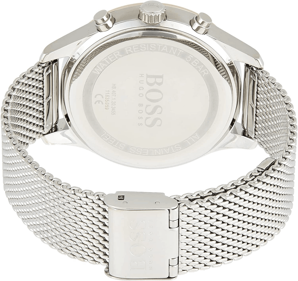 Hugo Boss Associate Black Dial Silver Mesh Bracelet Watch for Men - 1513805 Buy Now By Hugo Boss