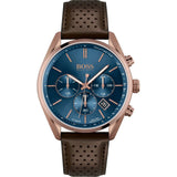 Hugo Boss Champion Blue Dial Brown Leather Strap Watch for Men - 1513817 Buy Now By Hugo Boss