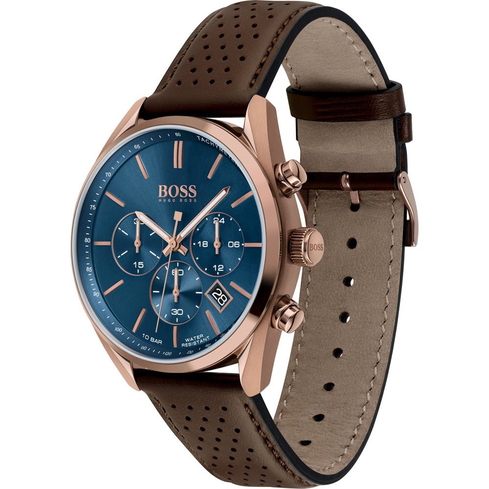 Hugo Boss Champion Blue Dial Brown Leather Strap Watch for Men - 1513817 Buy Now By Hugo Boss