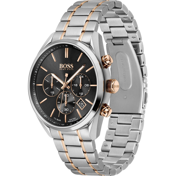 Hugo Boss Grand Prix Black Dial Two Tone Steel Strap Watch for Men - 1513473 Buy Now By Hugo Boss
