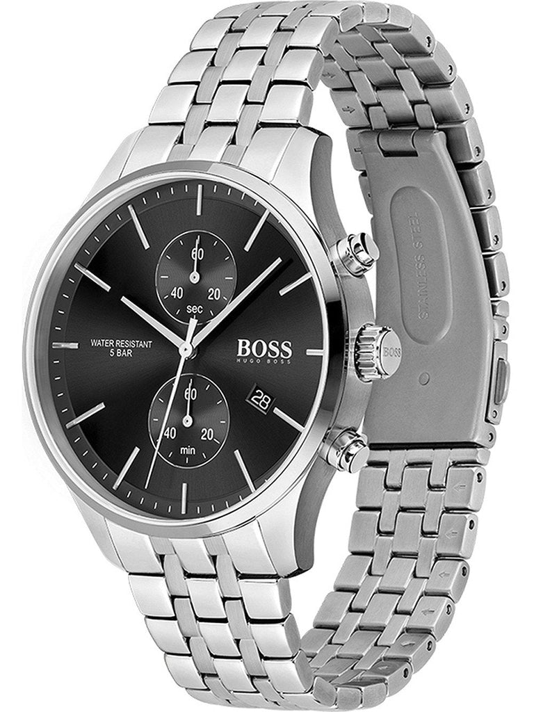 Hugo Boss Associate Black Dial Silver Steel Strap Watch for Men - 1513869 Buy Now By Hugo Boss