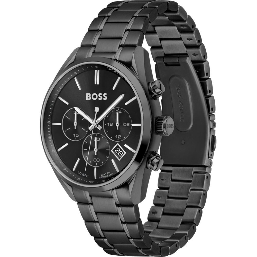 Hugo Boss Champion Black Dial Black Steel Strap Watch for Men - 1513960 Buy Now By Hugo Boss