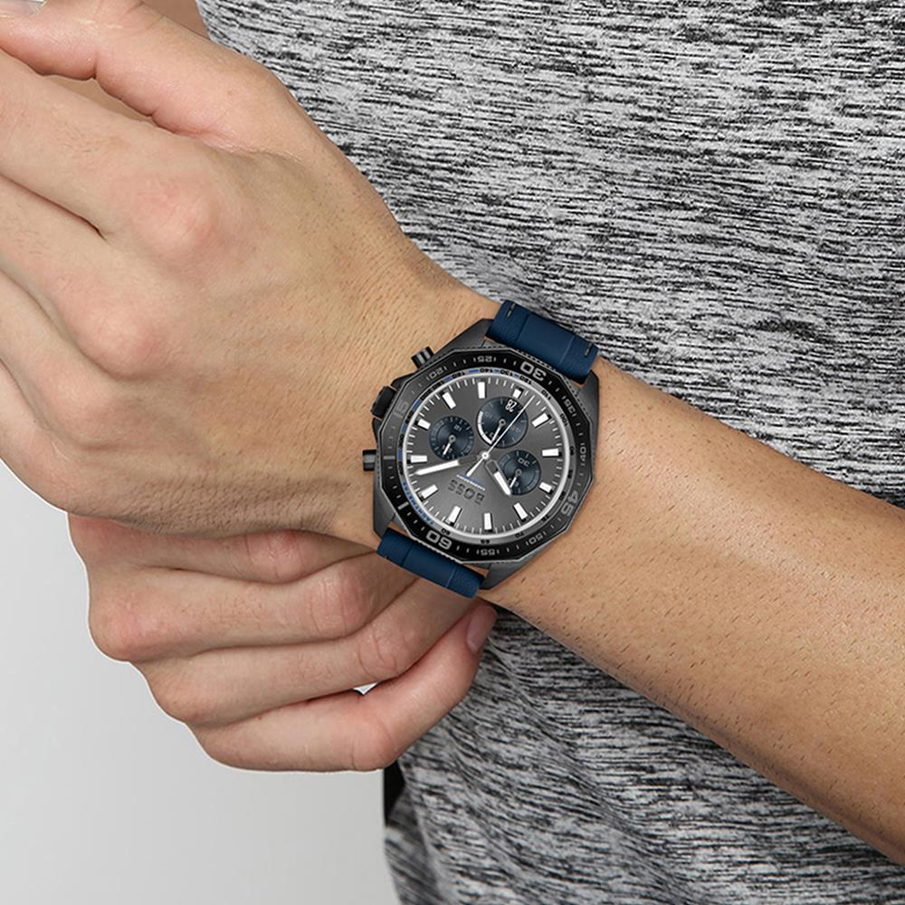 Hugo Boss Energy Chronograph Grey Dial Green Rubber Strap Watch For Men - 1513972 Buy Now By Hugo Boss