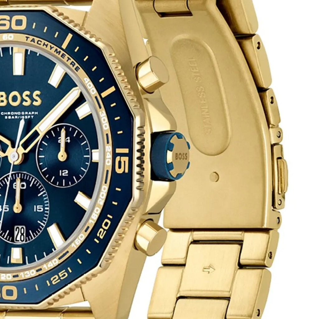 Hugo Boss Energy Chronograph Blue Dial Gold Steel Strap Watch For Men - 1513973 Buy Now By Hugo Boss
