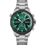 Hugo Boss Globetrotter Green Dial Silver Steel Strap Watch for Men - 1513930 Buy Now By Hugo Boss