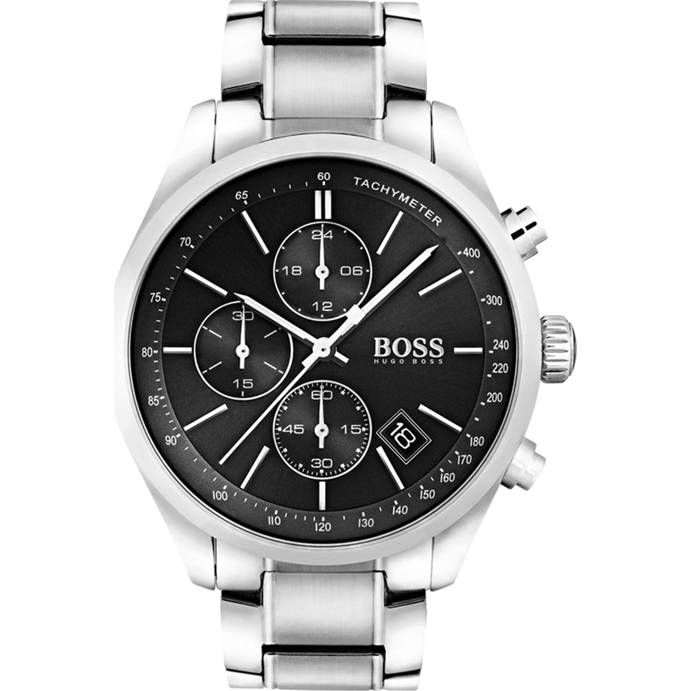 Hugo Boss Grand Prix Black Dial Silver Steel Strap Watch for Men - 1513477 Buy Now By Hugo Boss