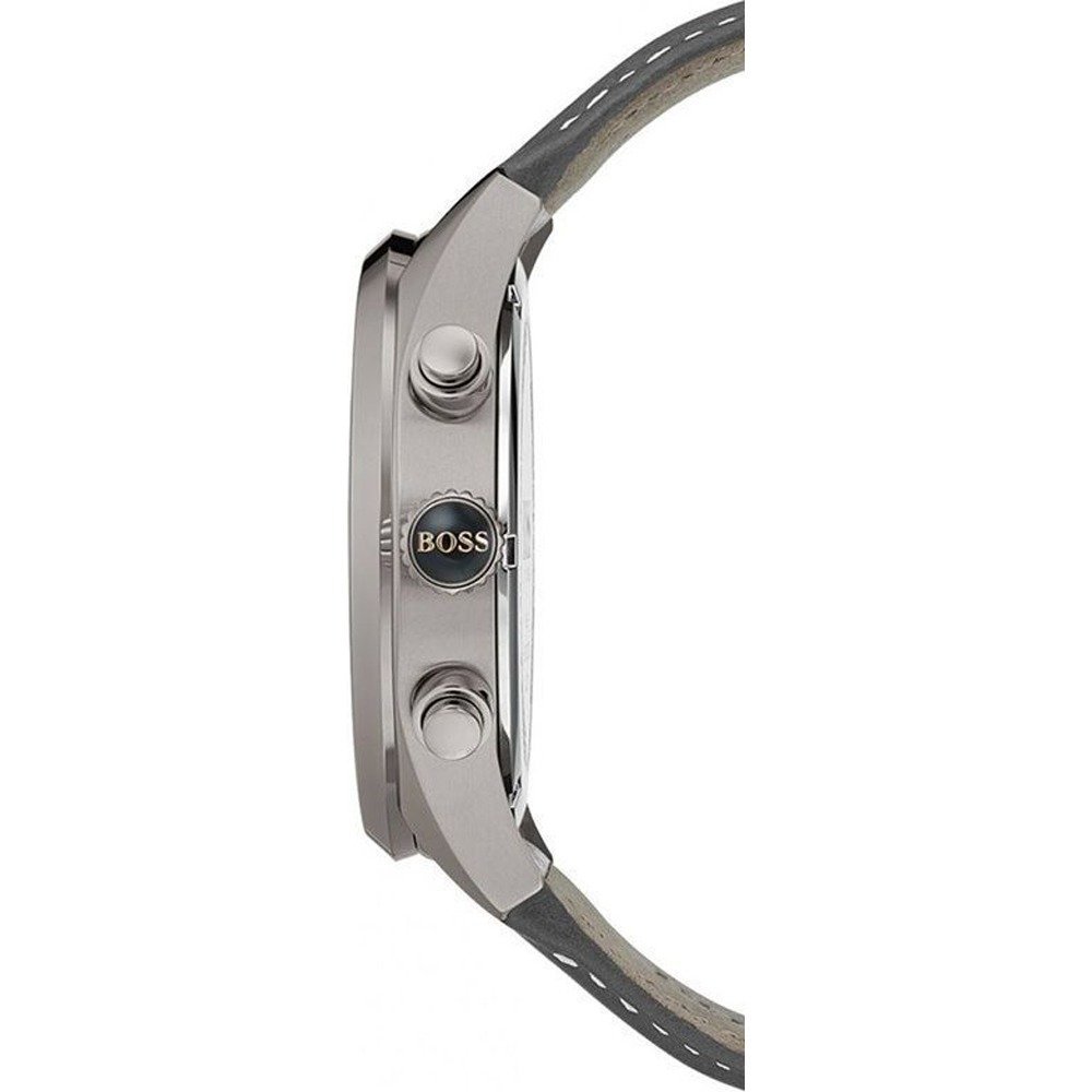 Hugo Boss Grand Prix White Dial Grey Leather Strap Watch for Men - 1513633 Buy Now By Hugo Boss