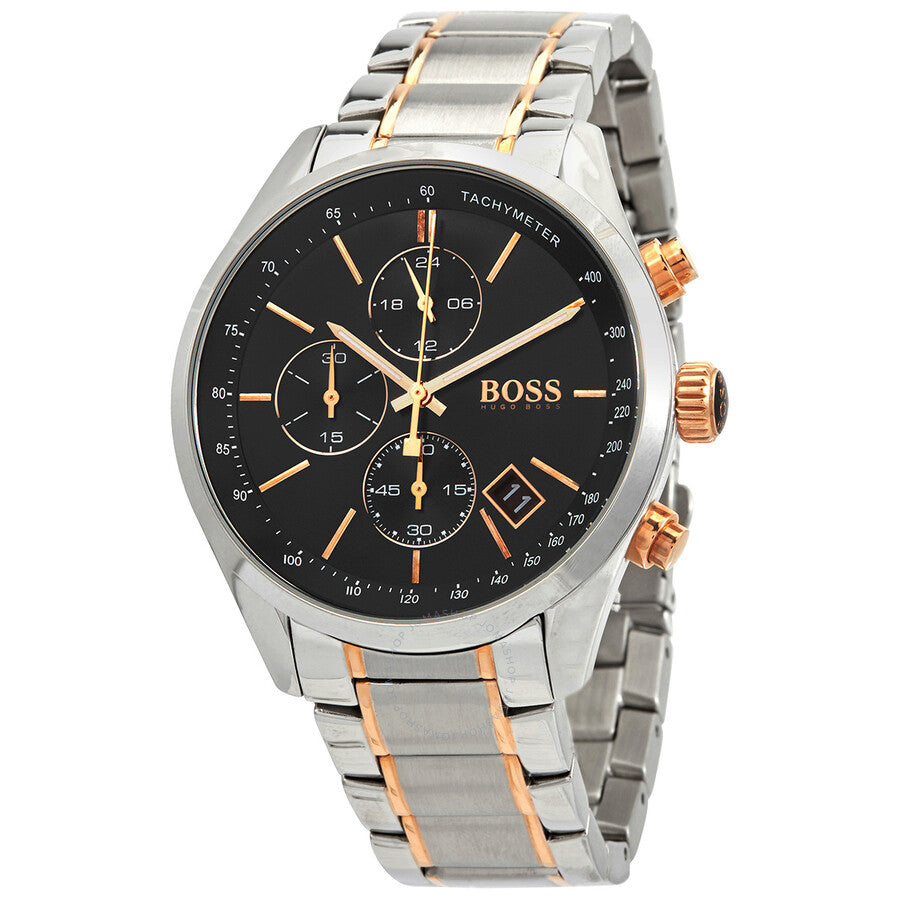 Hugo Boss Grand Prix Black Dial Two Tone Steel Strap Watch for Men - 1513473 Buy Now By Hugo Boss