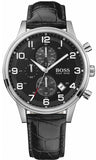 Hugo Boss Aeroliner Chronograph Quartz Black Dial Black Leather Strap Watch For Men - HB1512448 Buy Now By Hugo Boss
