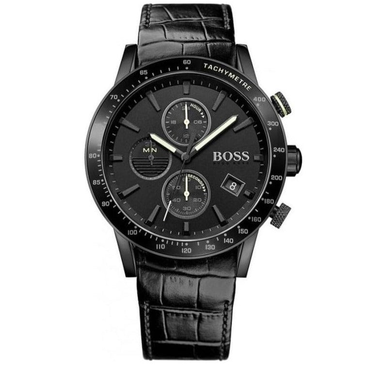 Hugo Boss Rafale Chronograph Black Dial Black Leather Strap Watch For Men - 1513389 Buy Now By Hugo Boss