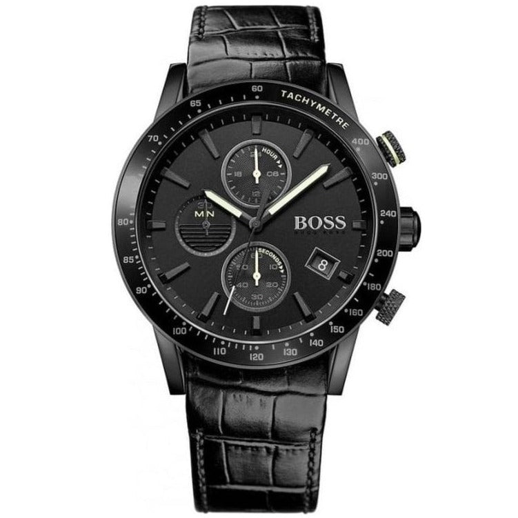 Hugo Boss Rafale Chronograph Black Dial Black Leather Strap Watch For Men - 1513389 Buy Now By Hugo Boss