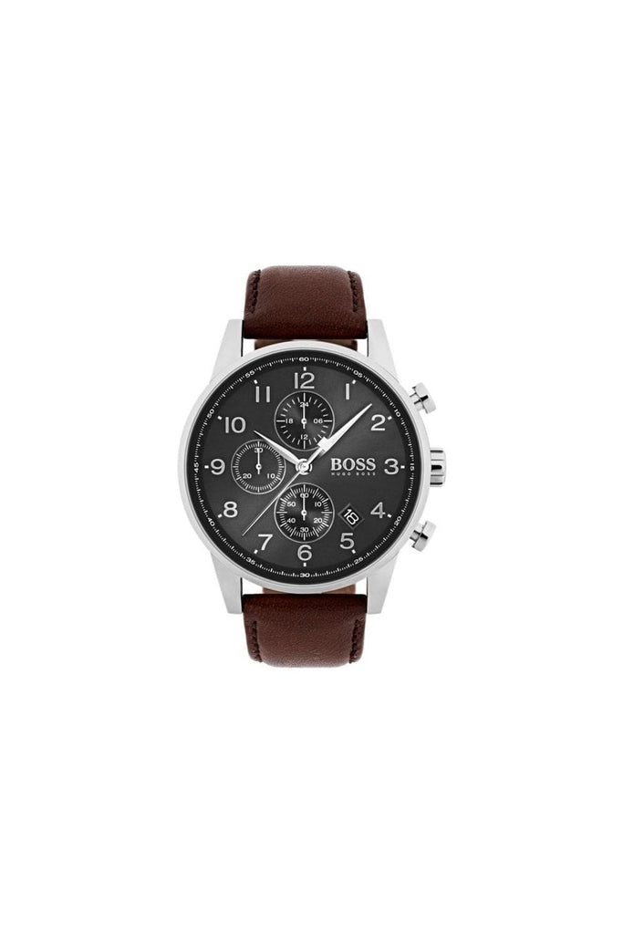 Hugo Boss Navigator Grey Dial Brown Leather Strap Watch for Men - 1513494 Buy Now By Hugo Boss