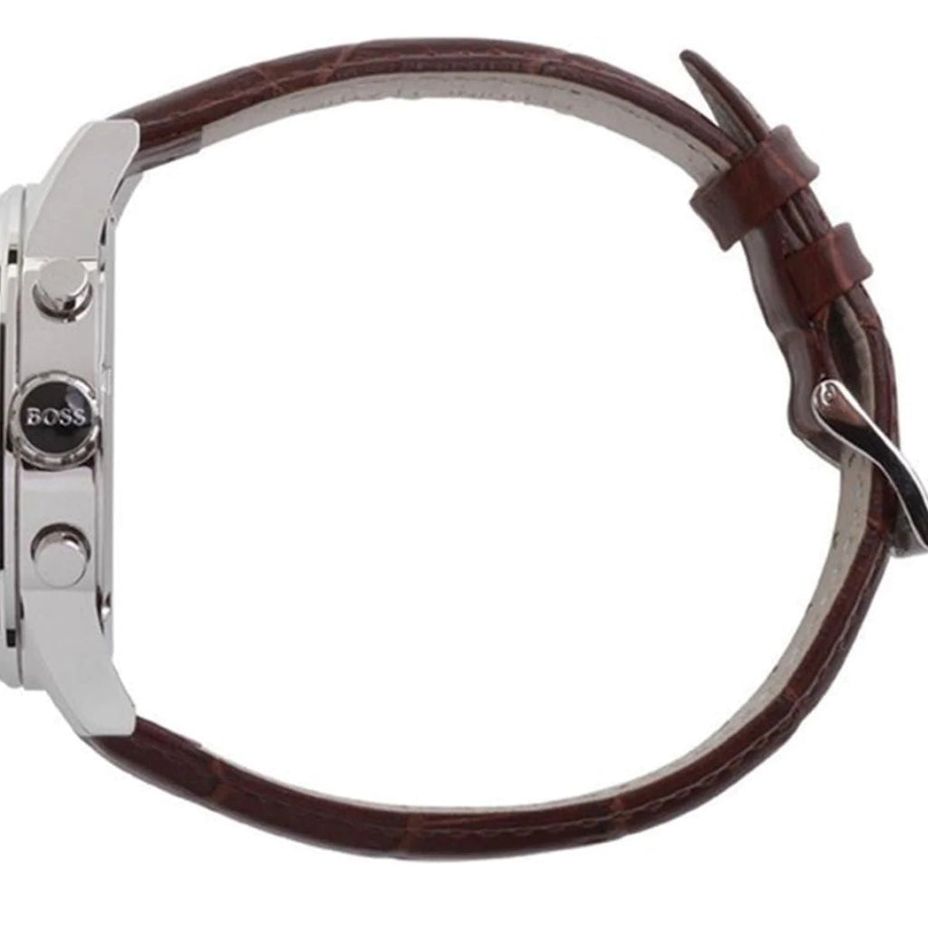 Hugo Boss Jet Chronograph Quartz Silver Dial Brown Leather Strap Watch For Men - HB1513280 Buy Now By Hugo Boss