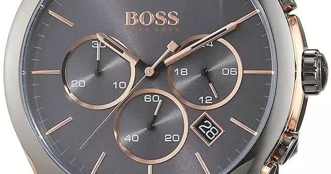 Hugo Boss Onyx Chronograph Grey Dial Black Leather Strap Watch For Men - HB1513366 Buy Now By Hugo Boss