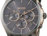 Hugo Boss Onyx Chronograph Grey Dial Black Leather Strap Watch For Men - HB1513366 Buy Now By Hugo Boss