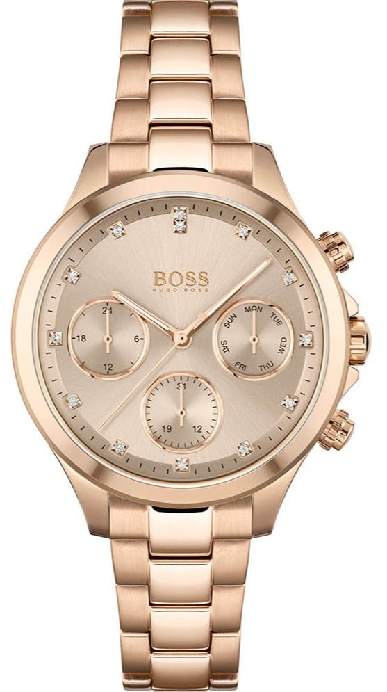 Hugo Boss Carnation Gold Dial Gold Steel Strap Watch for Women - 1502592 Buy Now By Hugo Boss