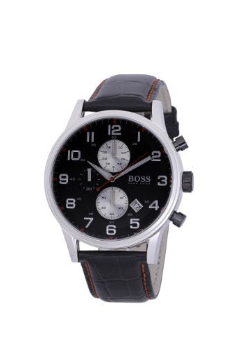 Hugo Boss Aeroliner Black Dial Black Leather Strap Watch for Men - 1512631 Buy Now By Hugo Boss