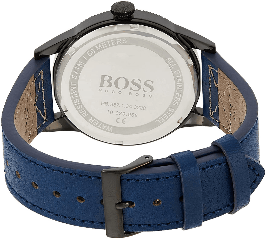 Hugo Boss Grand Prix Chronograph Black Dial Blue Leather Strap Watch for Men - 1513563 Buy Now By Hugo Boss