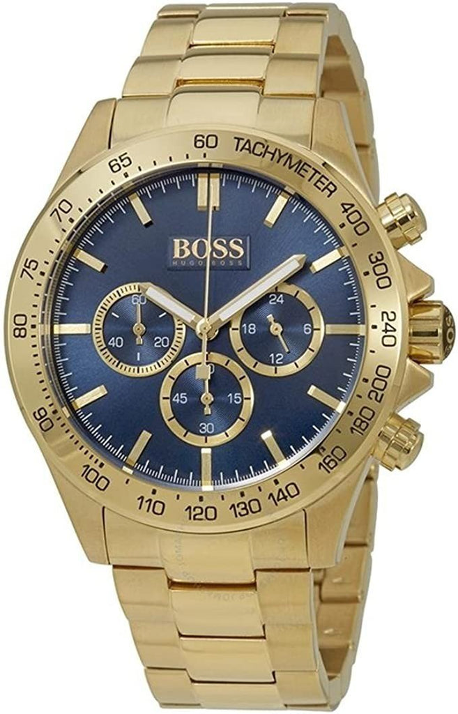 Hugo Boss Ikon Blue Dial Gold Steel Strap Watch for Men - 1513340 Buy Now By Hugo Boss