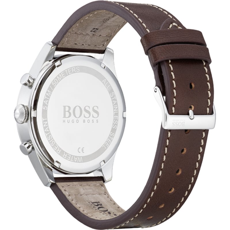 Hugo Boss Pioneer Chronograph Blue Dial Brown Leather Strap Watch For Men - 1513709 Buy Now By Hugo Boss