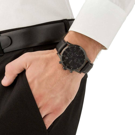 Hugo Boss Blackout Chronograph Black Dial Black Leather Strap Watch For Men - HB1512567 Buy Now By Hugo Boss