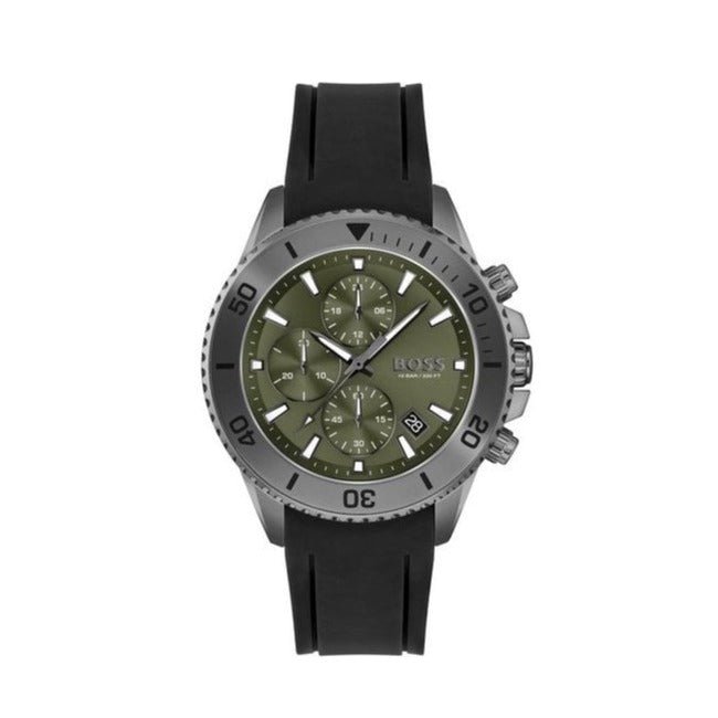 Hugo Boss Admiral Green Dial Black Silicon Rubber Strap Watch for Men - 1513967 Buy Now By Hugo Boss