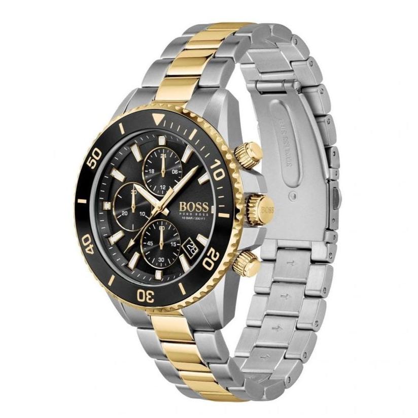 Hugo Boss Admiral Black Dial Two Tone Steel Strap Watch for Men - 1513908 Buy Now By Hugo Boss